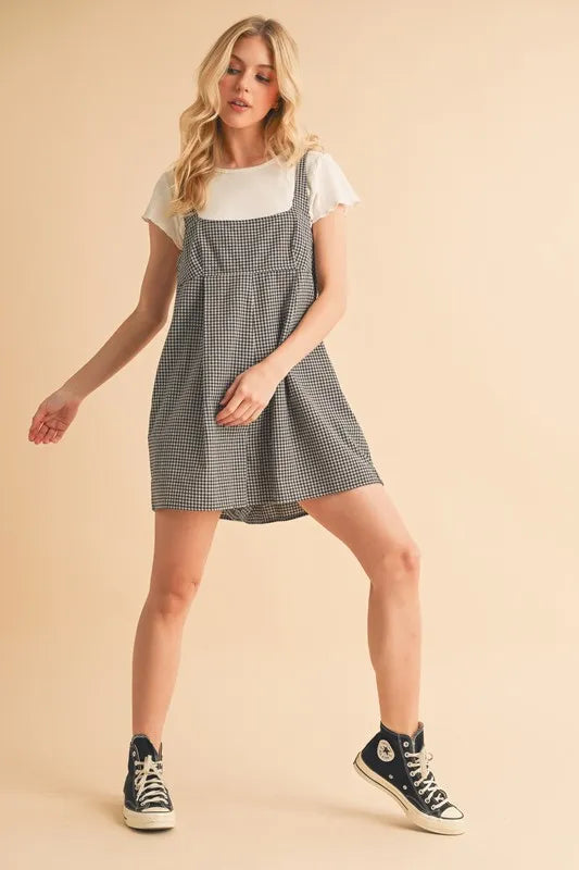 Aemi+Co Plaid Square Neck Romper - Brittney MADE
