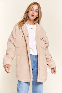 And The Why Teddy Sherpa Button Down Curved Hem Shacket - Brittney MADE
