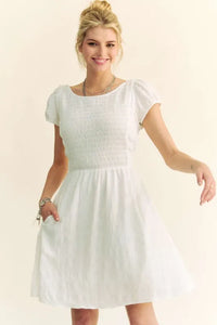 Davi & Dani Crossed Back Short Sleeve Dress with Pockets - Brittney MADE