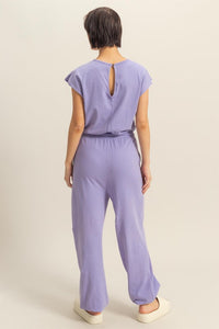 HYFVE Back Keyhole Round Neck Cap Sleeve Drawstring Jumpsuit - Brittney MADE