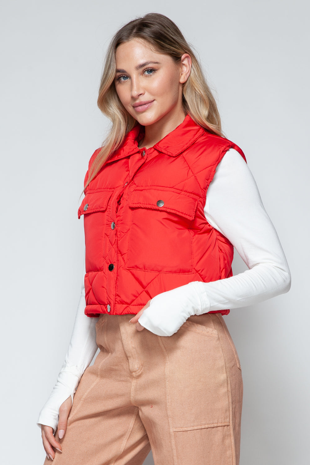 Snobbish Snap Down Quilted Crop Vest - Brittney MADE