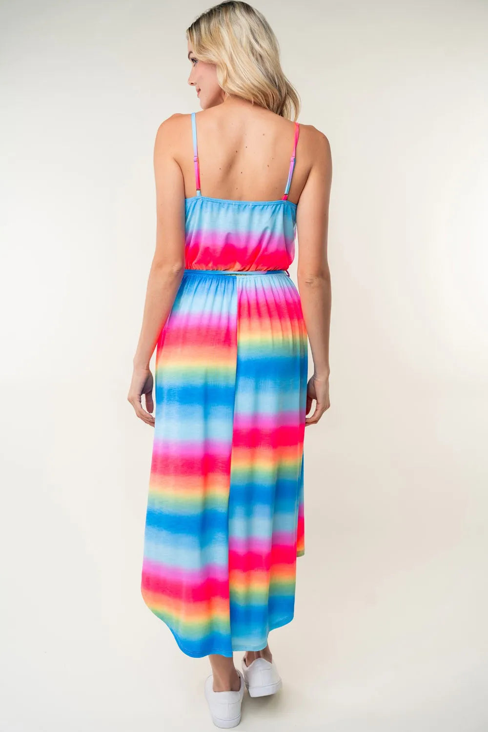 White Birch Full Size Ombre Striped Midi Cami Dress - Brittney MADE