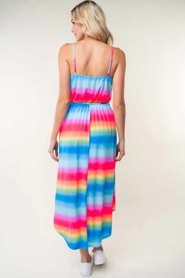 White Birch Full Size Ombre Striped Midi Cami Dress - Brittney MADE