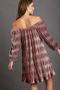Umgee Off-Shoulder Balloon Sleeve Velvet Mini Dress - Brittney MADE