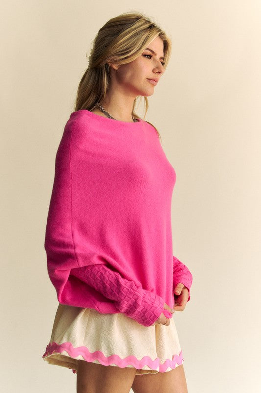 Davi & Dani Solid Color Batwing Sleeve Sweater - Brittney MADE