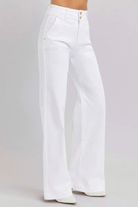 RISEN Full Size Tummy Control Double Button Wide Leg Jeans - Brittney MADE