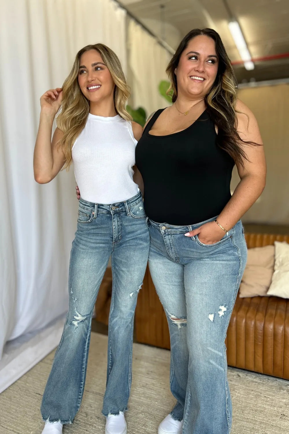 Judy Blue Full Size Medium Rise Tummy Control Destroy Flare - Brittney MADE
