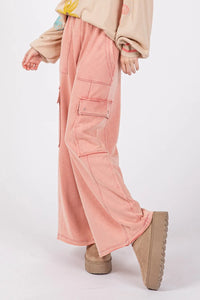 SAGE + FIG Knit Terry Mineral Wash Wide Leg Pants - Brittney MADE