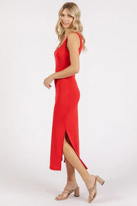 Mittoshop Side Slit Wide Strap Midi Tank Dress - Brittney MADE