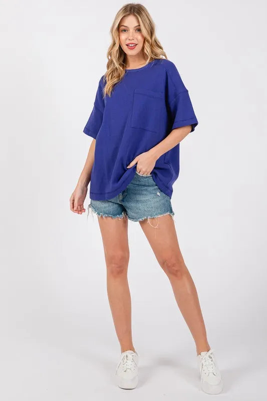 Cesfemme Textured Drop Shoulder T-Shirt - Brittney MADE