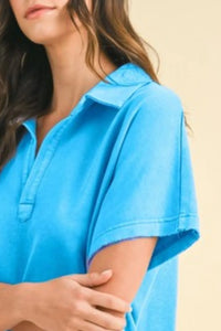 Annie Wear Mineral Washed Johnny Collar Short Sleeve Dress - Brittney MADE