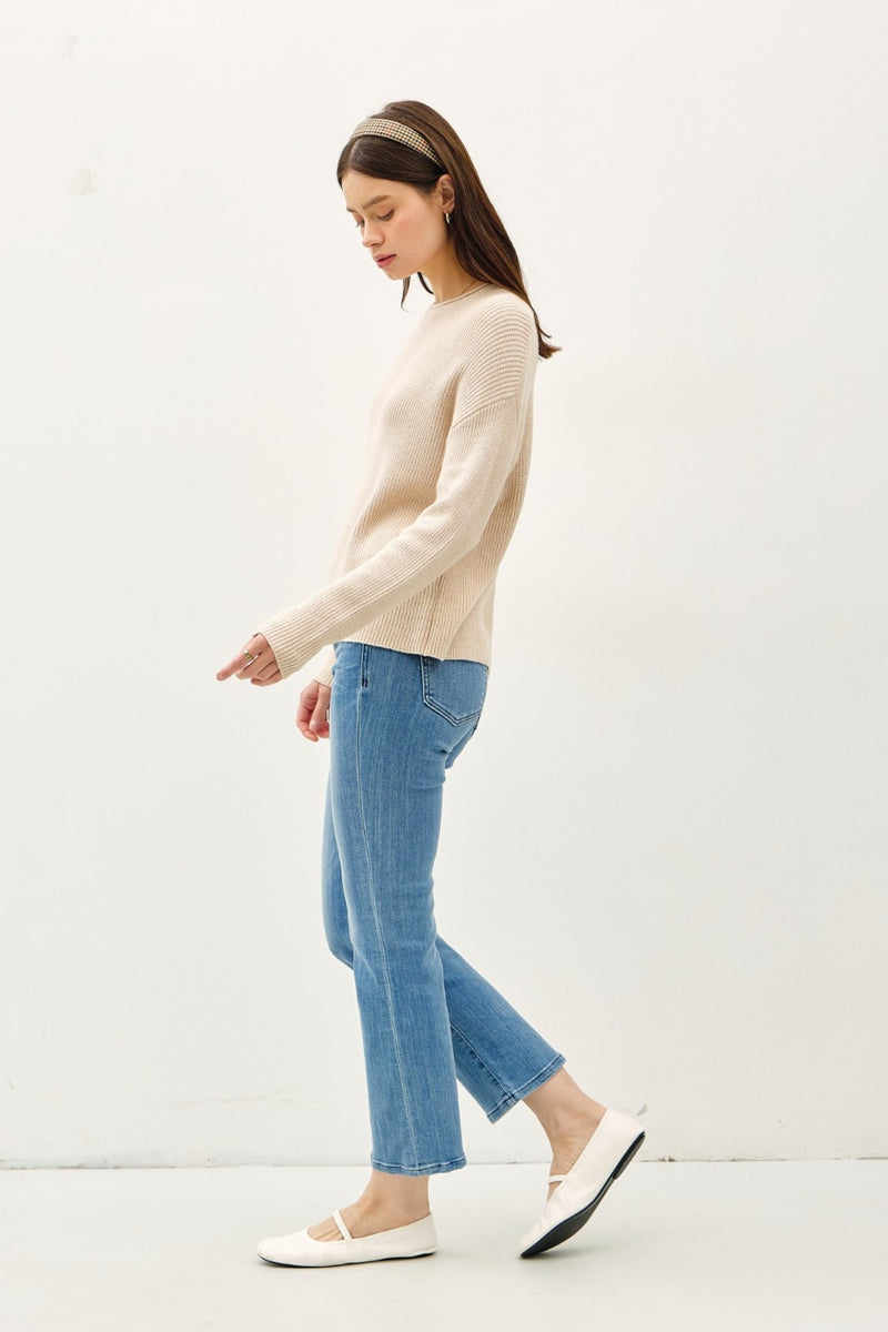 Be Cool Round Neck Long Sleeve Sweater - Brittney MADE