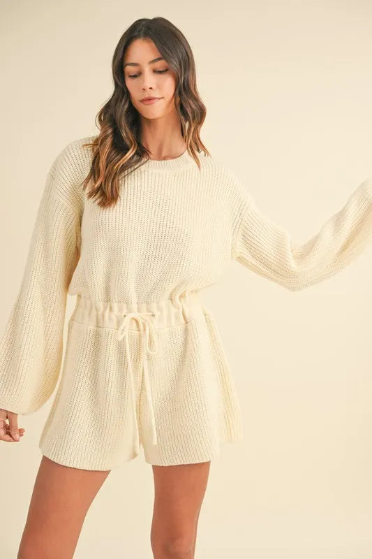 MABLE Round Neck Long Sleeve Sweater Romper - Brittney MADE