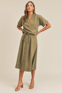 MABLE Short Sleeve Top and Button Down Midi Skirt Set - Brittney MADE