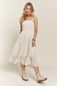 ADORA Smocked Floral Ruffled Hem Cami Dress - Brittney MADE