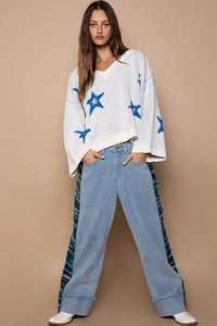 POL Long Sleeve Star Patch Sweater - Brittney MADE