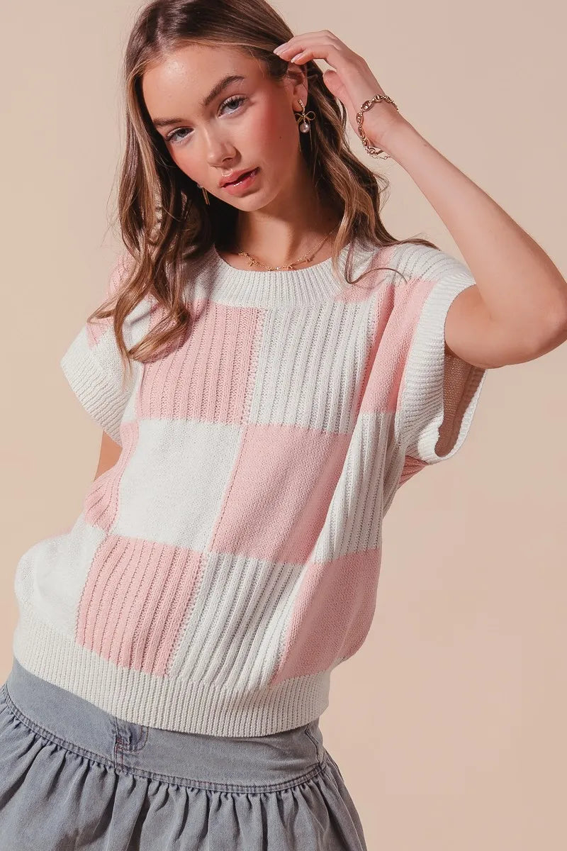 SO ME Check Plaid Casual Sweater Top - Brittney MADE