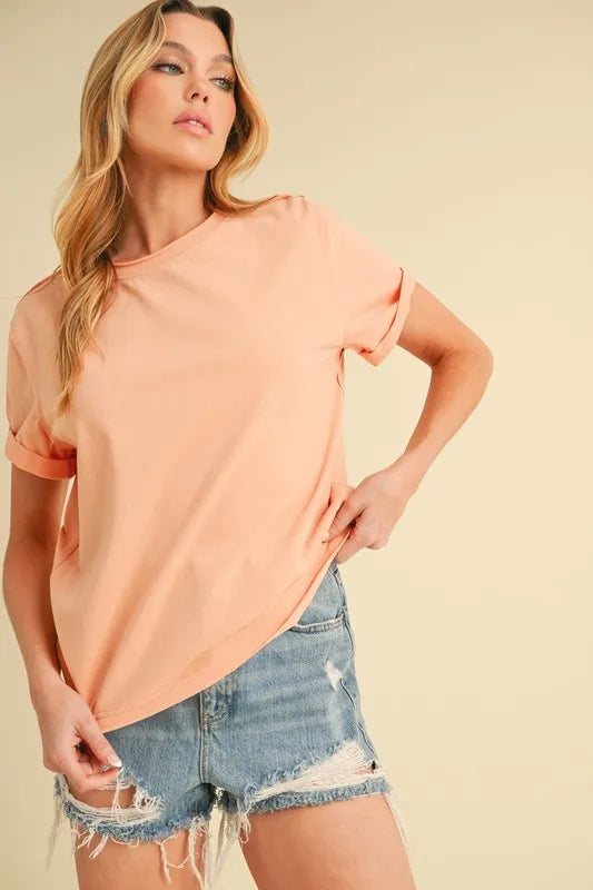 Aemi + Co Exposed Seam Round Neck Short Sleeve T-Shirt - Brittney MADE