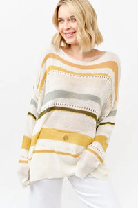 And The Why Abstract Striped Light Weight Loose Sweater - Brittney MADE