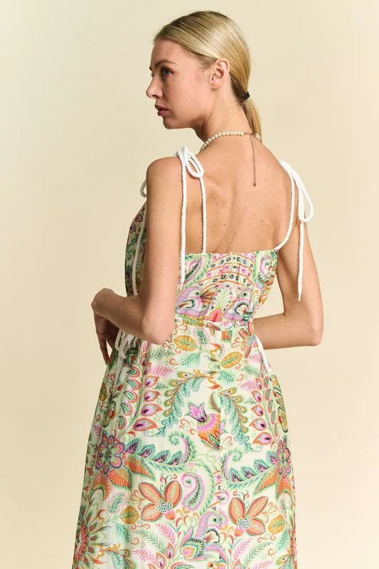Davi & Dani Tropical Boho Printed Detail Cut Out Maxi Dress - Brittney MADE