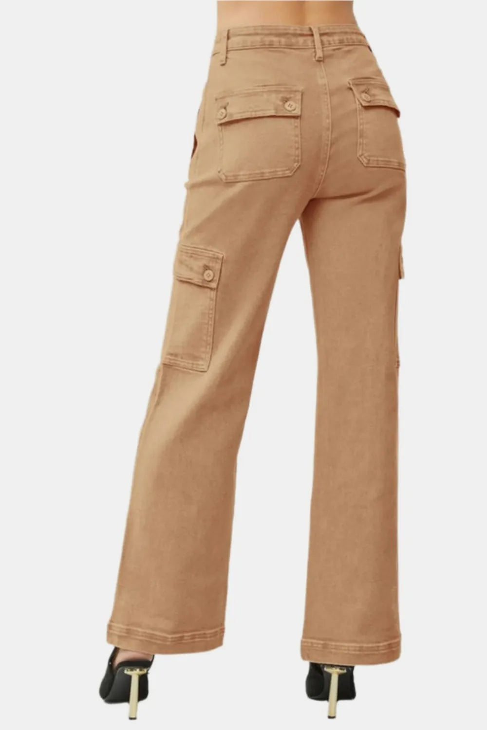 RISEN Full Size High Rise Wide Leg Cargo Jeans - Brittney MADE