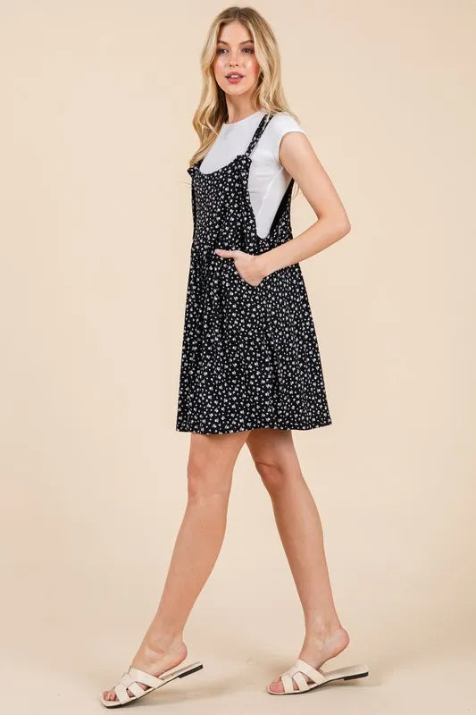 BOMBOM Floral Print Overalls with Pockets - Brittney MADE