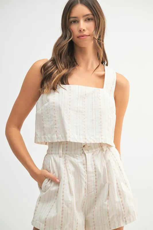 MABLE Square Neck Crop Top and Shorts Set - Brittney MADE