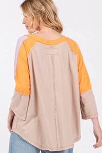 SAGE + FIG Color Block Curved Hem T-Shirt - Brittney MADE