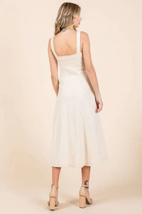 Mittoshop Stretch Twill Decor Button Sleeveless Midi Dress - Brittney MADE