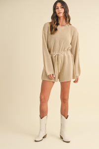 MABLE Round Neck Long Sleeve Sweater Romper - Brittney MADE