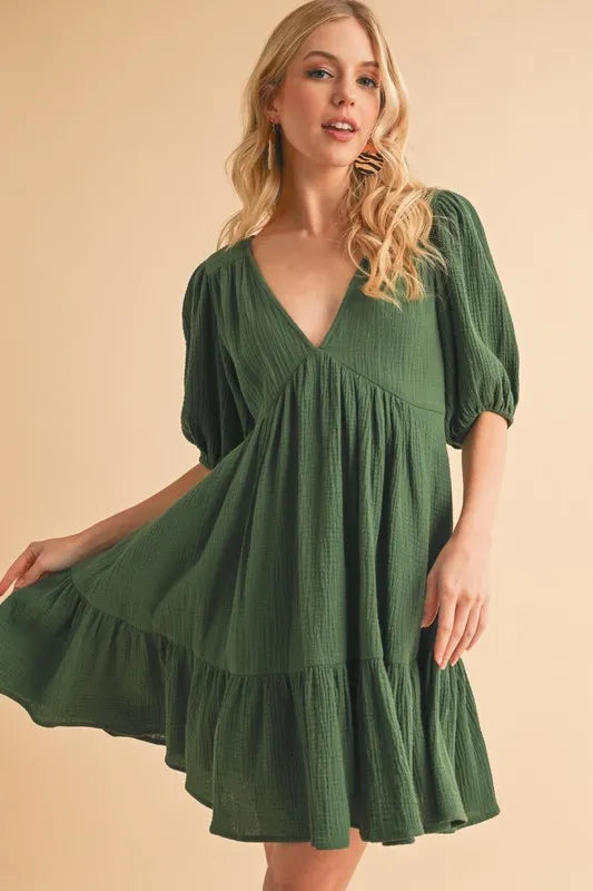 Aemi+Co Tied Back Ruffled Short Sleeve Mini Dress - Brittney MADE