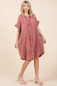 Mittoshop Mineral Wash Cotton Gauze Mini Shirt Dress - Brittney MADE