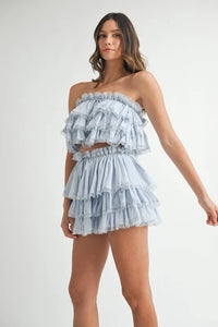 MABLE Ruffle Layered Crop Top and Mini Skirt Set - Brittney MADE