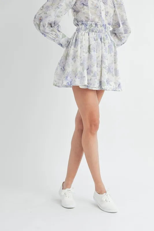 MABLE Floral Print Button Down Blouse and Mini Skirt Set - Brittney MADE