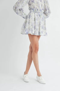 MABLE Floral Print Button Down Blouse and Mini Skirt Set - Brittney MADE