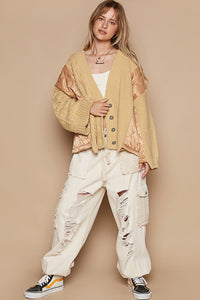 POL Quilting Patch Button Up Cable Knit Jacket - Brittney MADE