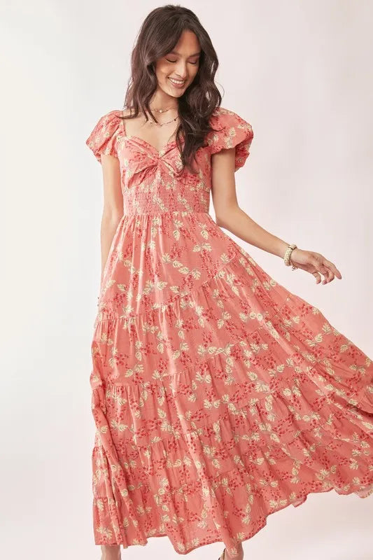 Davi & Dani Lightweight Sweetheart Neck Textured Tiered Maxi Dress - Brittney MADE