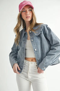 MABLE Scallop Peter Pan Collar Denim Jacket - Brittney MADE