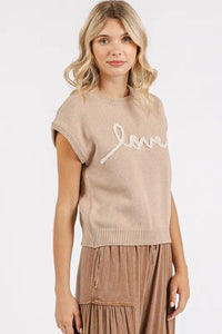 Mittoshop Contrast Letter Round Neck Cap Sleeve Knit Top - Brittney MADE