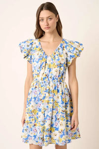 Mittoshop Floral V-Neck Cap Sleeve Mini Dress - Brittney MADE