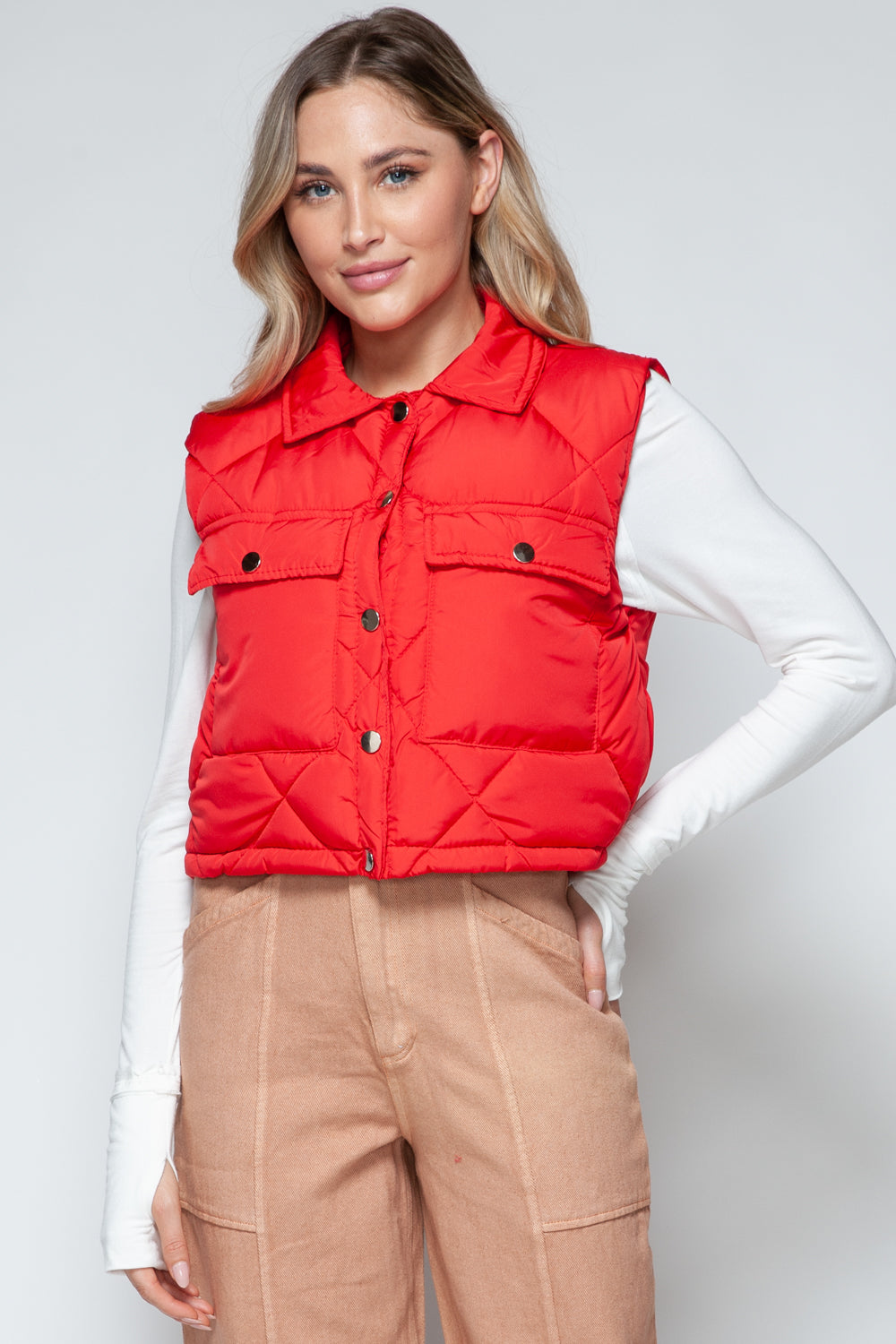 Snobbish Snap Down Quilted Crop Vest - Brittney MADE