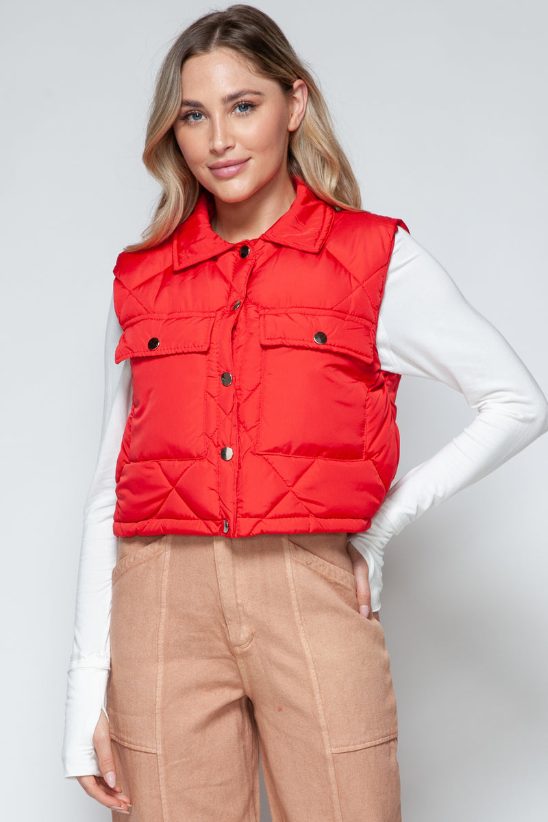 Snobbish Snap Down Quilted Crop Vest - Brittney MADE