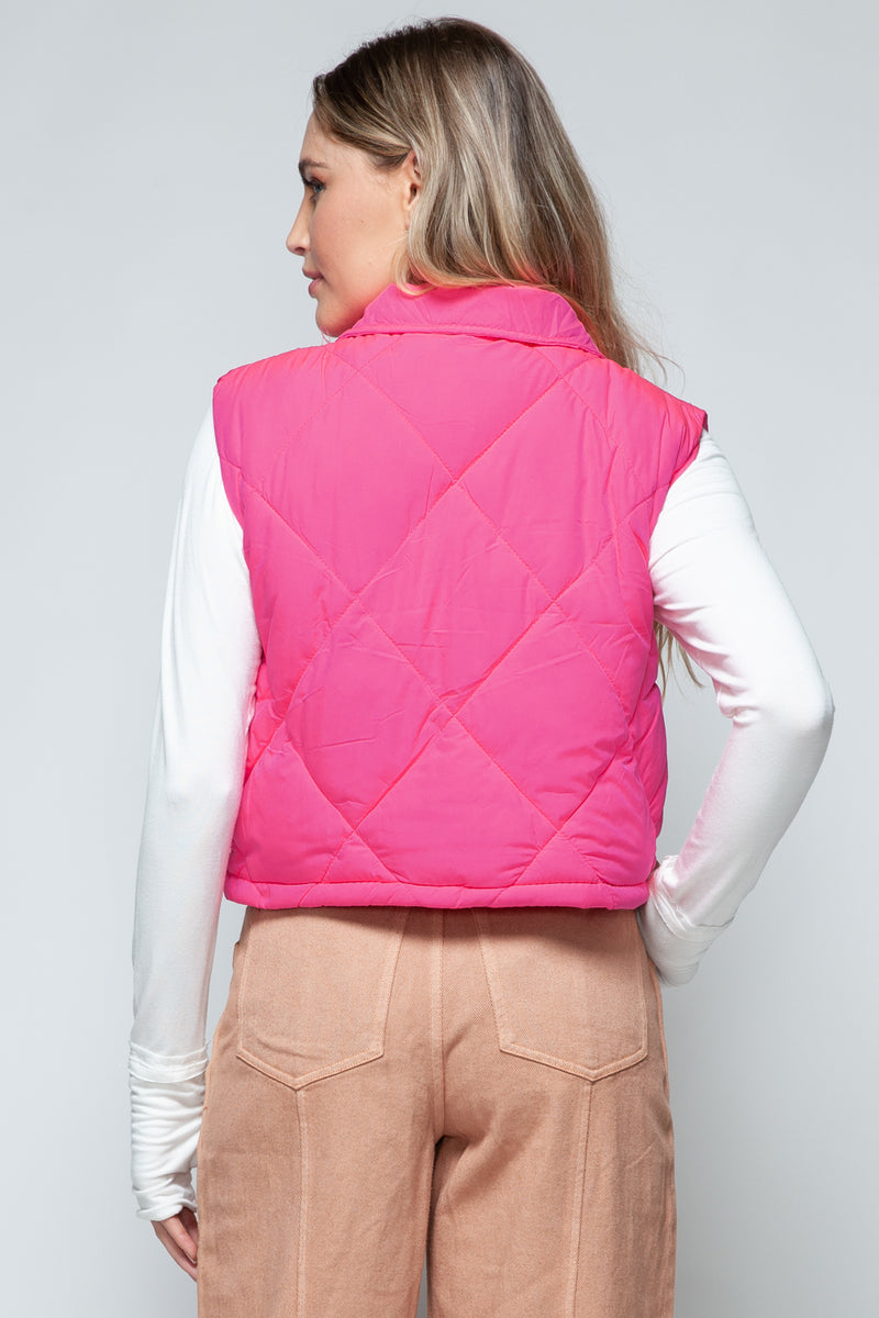 Snobbish Snap Down Quilted Crop Vest - Brittney MADE
