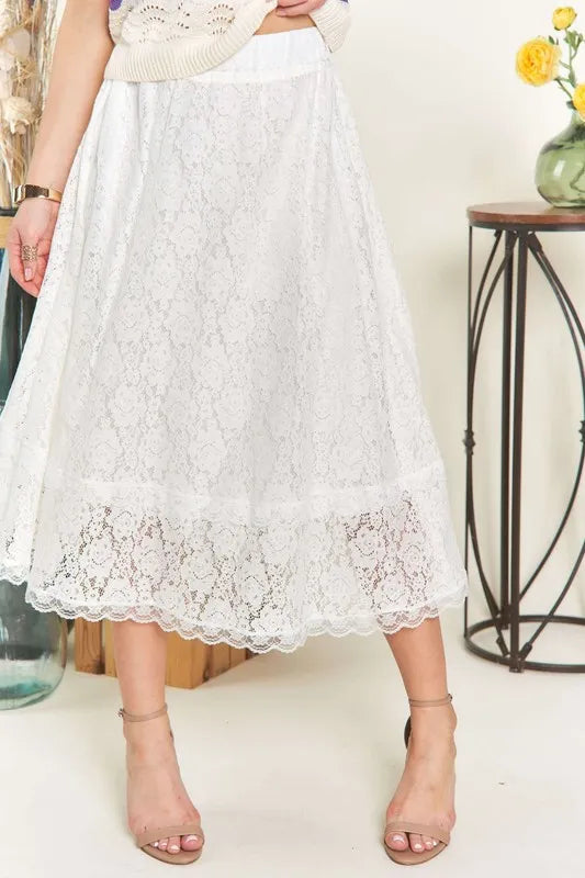 ADORA Elastic Waist Lace Midi Skirt - Brittney MADE