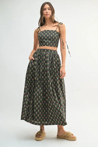 MABLE Floral Crop Top and Skirt Set - Brittney MADE