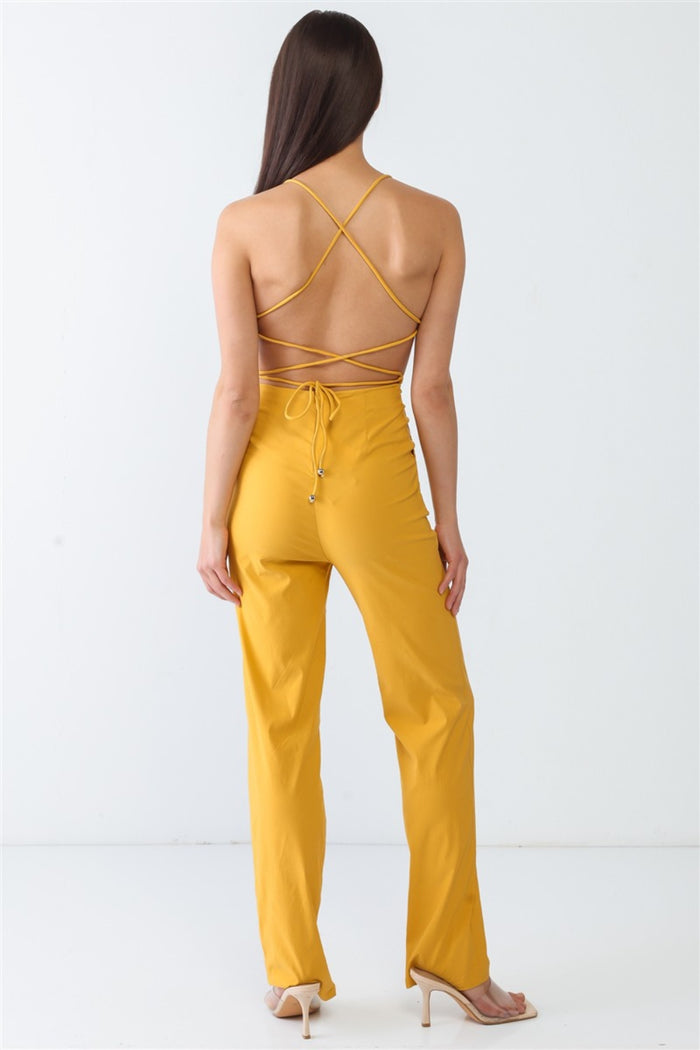Doreli Group Backless Tied Spaghetti Strap Sleeveless Jumpsuit - Brittney MADE