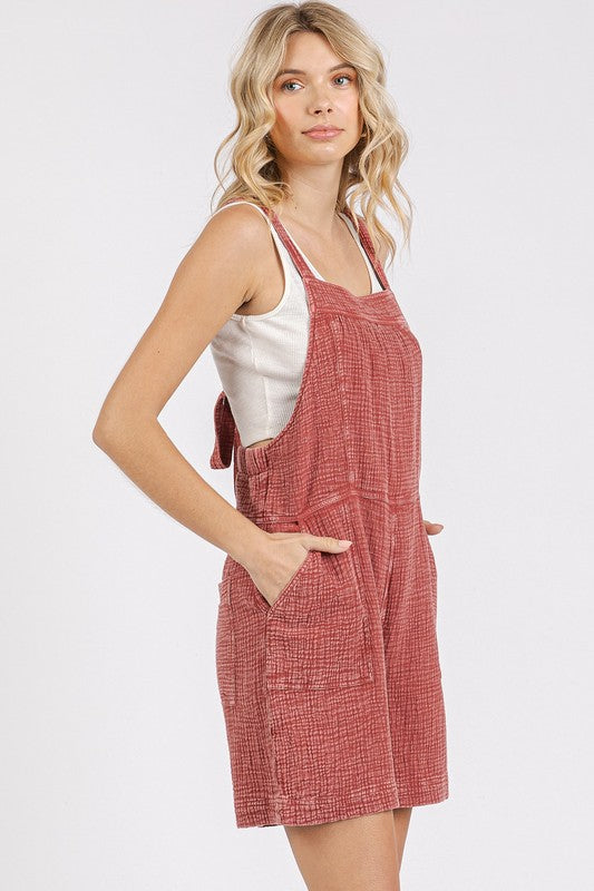 Mittoshop Textured Knotted Wide Strap Overalls - Brittney MADE