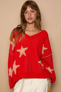 POL Long Sleeve Star Patch Sweater - Brittney MADE