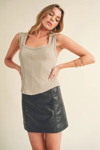 Aemi + Co Exposed Seam Ribbed Wide Strap Tank - Brittney MADE