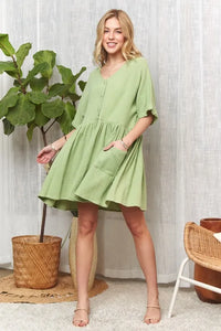 ADORA V-Neck Half Sleeve Dress with Pockets - Brittney MADE
